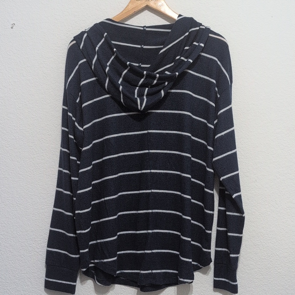 Market & Spruce Kallon Soft Brushed‎ Pullover Hoodie Navy Blue White Stripes XL - Picture 6 of 11